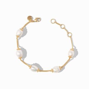 Julie Vos Gold Chain Bracelet with White Freshwater Pearls